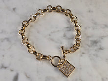 Load image into Gallery viewer, Womens Vintage Estate Sterling Silver Gold Tone CZ Charm Bracelet 29.0g E1792