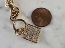 Load image into Gallery viewer, Womens Vintage Estate Sterling Silver Gold Tone CZ Charm Bracelet 29.0g E1792