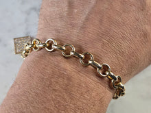 Load image into Gallery viewer, Womens Vintage Estate Sterling Silver Gold Tone CZ Charm Bracelet 29.0g E1792