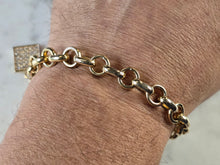 Load image into Gallery viewer, Womens Vintage Estate Sterling Silver Gold Tone CZ Charm Bracelet 29.0g E1792
