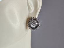Load image into Gallery viewer, Womens Vintage Estate Sterling Silver Flower CZ Earrings 4.2g #E1822