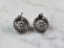Load image into Gallery viewer, Womens Vintage Estate Sterling Silver Flower CZ Earrings 4.2g #E1822