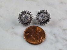 Load image into Gallery viewer, Womens Vintage Estate Sterling Silver Flower CZ Earrings 4.2g #E1822