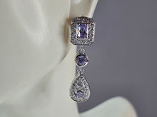 Load image into Gallery viewer, Womens Vintage Estate Sterling Silver CZ Dangle Earrings 7.4g E1825