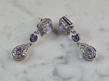Load image into Gallery viewer, Womens Vintage Estate Sterling Silver CZ Dangle Earrings 7.4g E1825