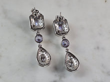 Load image into Gallery viewer, Womens Vintage Estate Sterling Silver CZ Dangle Earrings 7.4g E1825