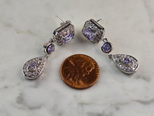 Load image into Gallery viewer, Womens Vintage Estate Sterling Silver CZ Dangle Earrings 7.4g E1825