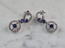Load image into Gallery viewer, Womens Vintage Estate Sterling Silver CZ Dangle Earrings 7.2g E1826