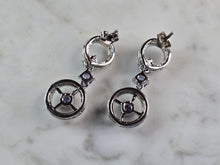 Load image into Gallery viewer, Womens Vintage Estate Sterling Silver CZ Dangle Earrings 7.2g E1826