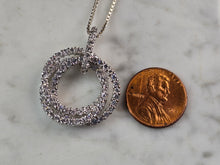 Load image into Gallery viewer, Womens Vintage Estate Sterling Silver CZ Eternity Pendant W/ Necklace 9.1g E1831