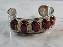 Load image into Gallery viewer, Womens Sterling Silver Natural Ruby Cuff Bracelet 43.1g E1833