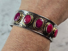 Load image into Gallery viewer, Womens Sterling Silver Natural Ruby Cuff Bracelet 43.1g E1833