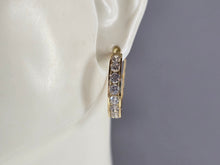 Load image into Gallery viewer, Womens Vintage Estate 14K Yellow Gold CZ Hoop Earrings, 2.7g E1835