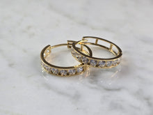 Load image into Gallery viewer, Womens Vintage Estate 14K Yellow Gold CZ Hoop Earrings, 2.7g E1835