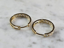 Load image into Gallery viewer, Womens Vintage Estate 14K Yellow Gold CZ Hoop Earrings, 2.7g E1835
