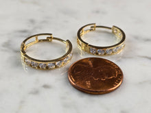 Load image into Gallery viewer, Womens Vintage Estate 14K Yellow Gold CZ Hoop Earrings, 2.7g E1835