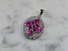 Load image into Gallery viewer, Womens Estate Sterling Silver Modernist CZ Floral Pendant 3.1g E1857