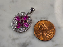 Load image into Gallery viewer, Womens Estate Sterling Silver Modernist CZ Floral Pendant 3.1g E1857