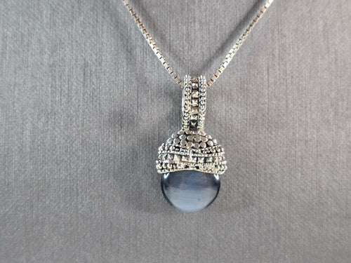 Womens Estate Sterling Silver Modernist Pendant & Necklace 12.7g E1862