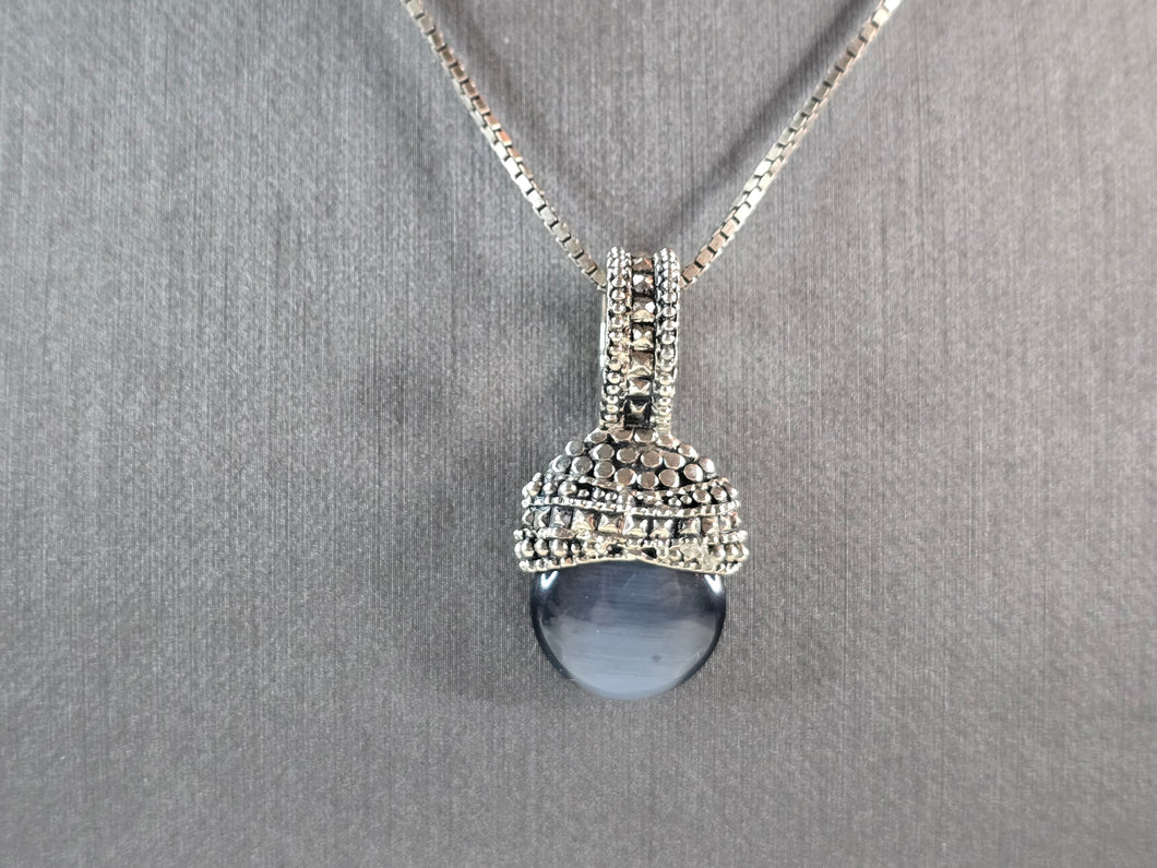 Womens Estate Sterling Silver Modernist Pendant & Necklace 12.7g E1862