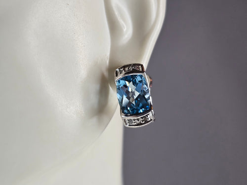 Womens Estate Sterling Silver Aquamarine Earrings 7.0g E1865