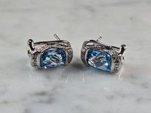 Load image into Gallery viewer, Womens Estate Sterling Silver Aquamarine Earrings 7.0g E1865