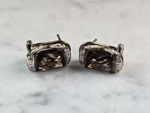 Load image into Gallery viewer, Womens Estate Sterling Silver Smoky Quartz Gold Tone Earrings 6.4g E1868