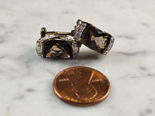 Load image into Gallery viewer, Womens Estate Sterling Silver Smoky Quartz Gold Tone Earrings 6.4g E1868