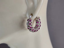Load image into Gallery viewer, Womens Vintage Estate Sterling Silver Hoop Earrings 6.2g E1874