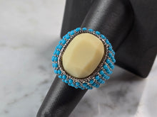 Load image into Gallery viewer, Womens Vintage Estate Sterling Silver Southwestern Turquoise Ring 17.5g E1876