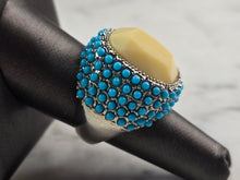 Load image into Gallery viewer, Womens Vintage Estate Sterling Silver Southwestern Turquoise Ring 17.5g E1876
