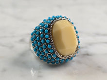 Load image into Gallery viewer, Womens Vintage Estate Sterling Silver Southwestern Turquoise Ring 17.5g E1876