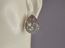 Load image into Gallery viewer, Womens Vintage Estate Sterling Silver CZ Earrings 4.8g E1895