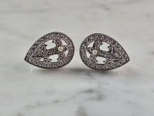 Load image into Gallery viewer, Womens Vintage Estate Sterling Silver CZ Earrings 4.8g E1895