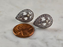 Load image into Gallery viewer, Womens Vintage Estate Sterling Silver CZ Earrings 4.8g E1895