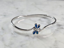 Load image into Gallery viewer, Womens Sterling Silver Blue Opal Dragonfly Bangle Bracelet 12.0g E1900