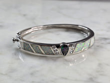 Load image into Gallery viewer, Womens Sterling Silver Modernist Opal Bangle Bracelet 20.0g E1902