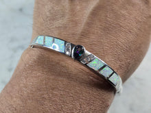 Load image into Gallery viewer, Womens Sterling Silver Modernist Opal Bangle Bracelet 20.0g E1902
