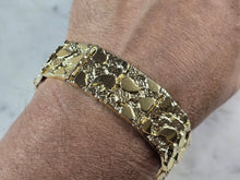 Load image into Gallery viewer, Mens Sterling Silver Gold Tone Nugget Bracelet 40.3g E1907