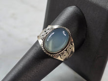 Load image into Gallery viewer, Womens Vintage Estate Sterling Silver Blue Chalcedony Ring 5.2g E1919
