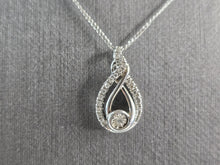 Load image into Gallery viewer, Womens Vintage Sterling Silver Diamond Tear Drop Pendant Necklace 2.6g E1937