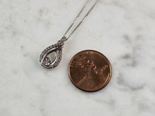 Load image into Gallery viewer, Womens Vintage Sterling Silver Diamond Tear Drop Pendant Necklace 2.6g E1937