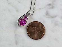 Load image into Gallery viewer, Womens Vintage Estate Sterling Silver Heart Pendant W/ Necklace 2.9g E1940