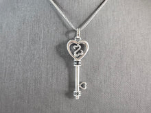 Load image into Gallery viewer, Womens Estate Sterling Silver JWBR Heart Key Pendant w/ Diamonds 7.5g #E1941