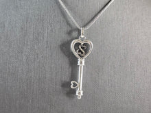 Load image into Gallery viewer, Womens Estate Sterling Silver JWBR Heart Key Pendant w/ Diamonds 7.5g #E1941