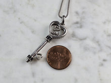 Load image into Gallery viewer, Womens Estate Sterling Silver JWBR Heart Key Pendant w/ Diamonds 7.5g #E1941