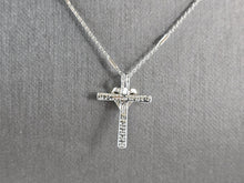Load image into Gallery viewer, Womens Sterling Silver Gold Tone Diamond Cross Pendant Necklace 3.2g E1942