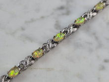 Load image into Gallery viewer, Womens Vintage Estate Sterling Silver Opal Tennis Bracelet 9.4g E1945