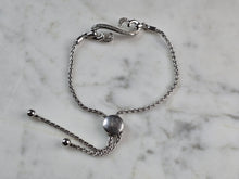 Load image into Gallery viewer, Womens Vintage Estate Sterling Silver Open Heart Diamond Bracelet 8.1g E1946