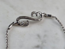 Load image into Gallery viewer, Womens Vintage Estate Sterling Silver Open Heart Diamond Bracelet 8.1g E1946